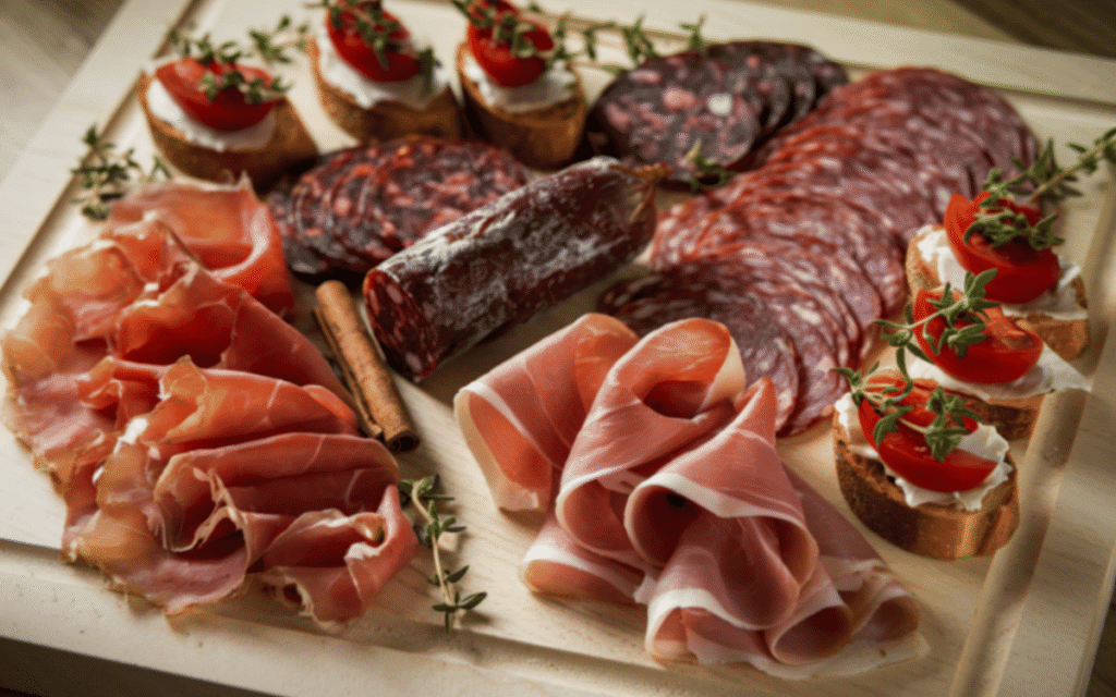 aperitivo con embutidos ibéricos variados