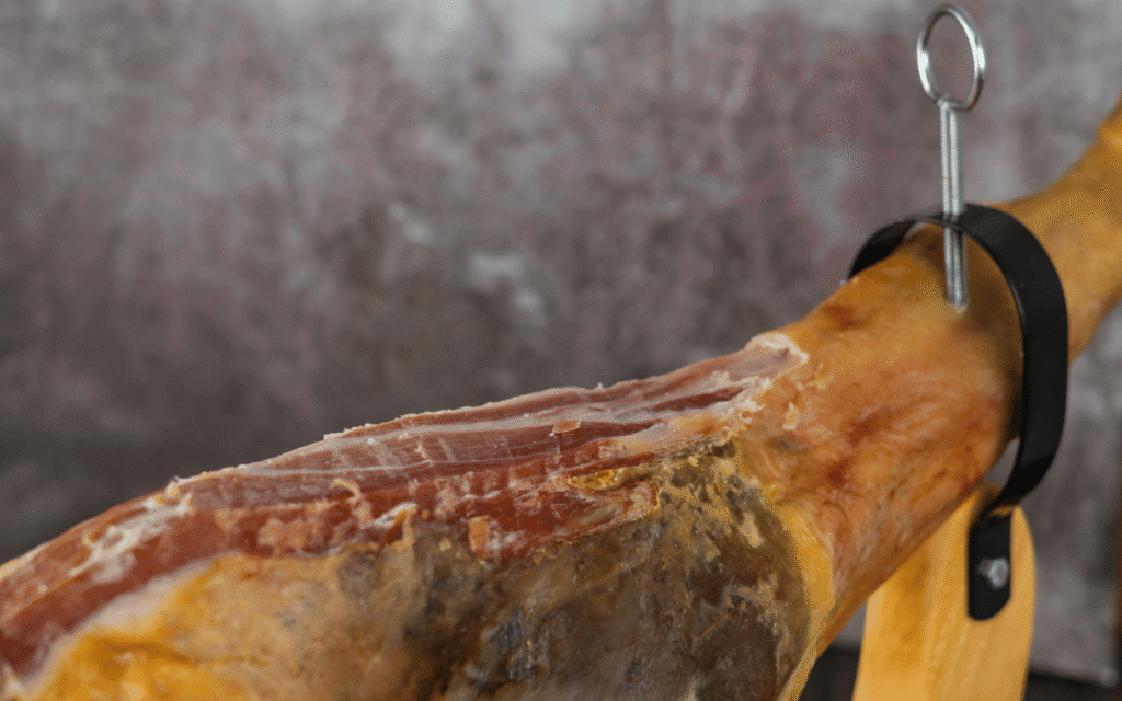 detalle de grasa infiltrada en jamón ibérico de bellota